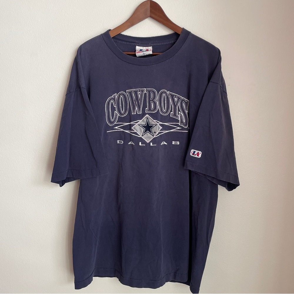 Vintage 90s Dallas Cowboys T-Shirt XL Navy Cotton Logo Athletic NFL Football USA